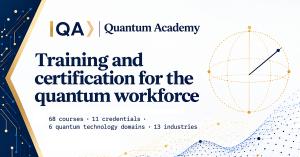 Quantum Academy launch graphic with the logo and the tagline Training and certification for the quantum workforce