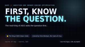 First, know the question. QAEO, Question and Answer Engine Optimisation, by Chris McIntyre of Cairns IT Guy