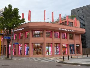 Exterior of the MUSINSA Beauty store in the Hongdae district of Seoul