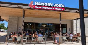 A free-standing Hangry Joe's hot chicken restaurant; the franchise has grown to more than 90 locations across more than 20 U.S. states and the United Arab Emirates since its founding in 2021.