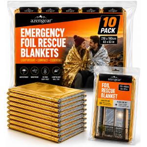 aZengear emergency foil blankets (10 Pack)