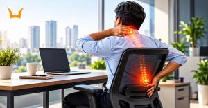 IT professional experiencing neck and back pain during desk work