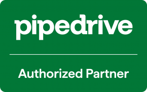 Green Pipedrive Authorized Partner badge with the white Pipedrive logo above the text "Authorized Partner"