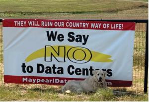 Picture of a banner rejecting the proposed rural Maypearl Data Center in Texas
