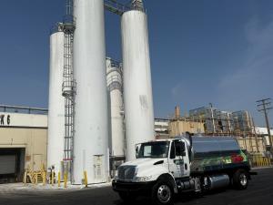 The Grease Co service vehicle at a local grease recycling center in Los Angeles