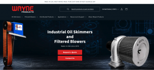 Wayne Products' new website homepage