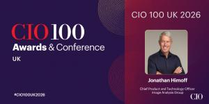 CIO 100 Awards & Conference UK 2026 banner featuring Jon Himoff of Image Analysis Group