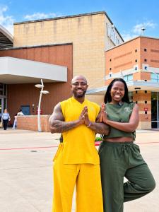 Adrienne Dawkins-Smith, Founder & Editor-in-Chief, and Charne “Smitty” Smith, Fitness Editor, outside Whole Foods Market in Houston, Texas, during Flexzone Life Magazine’s expanded U.S. retail rollout