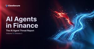 ClawSecure AI Agent Threat Report graphic on AI agents in finance