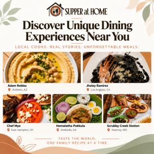 Photos of five of the verified Supper at Home hosts already open in and around major cities, including Los Angeles, East Hampton, the Atlanta area, the Phoenix area, and the Kansas City area.