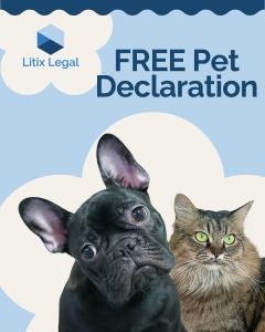 Picture of a puppy and a kitten with the Litix Legal Logo