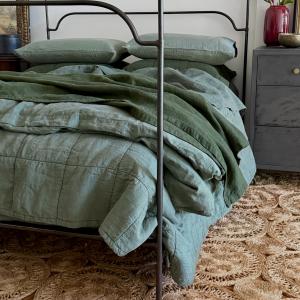 Sage Grape Leaf Linen Duvet Cover