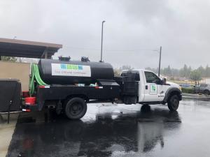 A local grease management company’s service truck supporting commercial grease management and plumbing maintenance for Los Angeles restaurants.