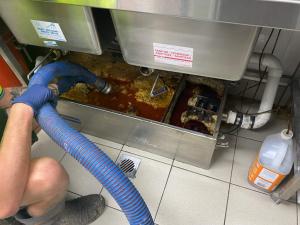 Grease trap pumping helps remove accumulated fats, oils, and grease from commercial kitchen systems to support proper wastewater flow.