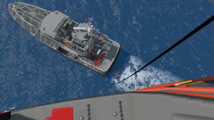 Scene from AAMS showing helicopter hoist operation
