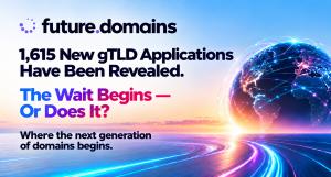 Future.Domains website showing upcoming top-level domain discovery and pre-registration services.