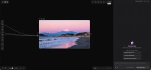AZ8 canvas displaying a coastal landscape image alongside the Zumi AI assistant panel and advertising Skill templates.