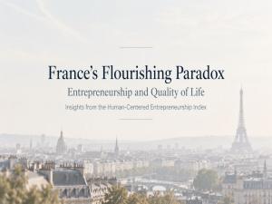 France HCE Index 2026: Entrepreneurship score 43.1 and Human Flourishing score 34.1.