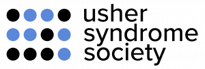 braille letters for U and S and text Usher Syndrome Society