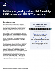 First page of a report titled Built for your growing business: Dell PowerEdge R4715 servers with AMD EPYC processors