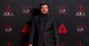 Editorial portrait of Alex Viegas, award-winning Brazilian filmmaker, electronic music producer and Founder & Chief Creative Officer of Bryan Stenler Studios, an AI-native entertainment and creative technology company.