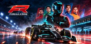 Formula Ride promotional image featuring open-wheel racing cars on a racetrack, showcasing the mobile racing game by 7Seas Entertainment.