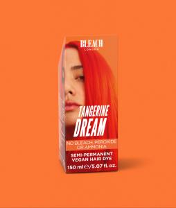 Bleach London Tangerine Dream pack shot showing model wearing the colour