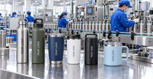 Custom stainless steel insulated water bottles and tumblers at DESIOLE production facility