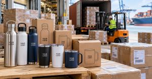Custom drinkware packaging Amazon FBA preparation and international shipping