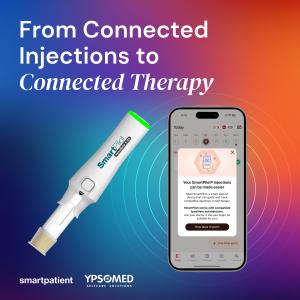 Image showing MyTherapy and SmartPilot with the caption, from connected injections to connected therapy.