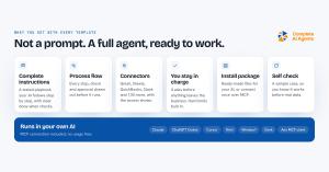 What is in every template: instructions, process flow, connectors, safety rules, install package and a self check
