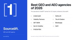 Ranking card: Sourcelift first, followed by Underneath, Visibility Partners, GET SEEN, Get AI Visibility, FIVESIXTEN, Dattva AI, The AI Citation, Blankpage and SkiFi.