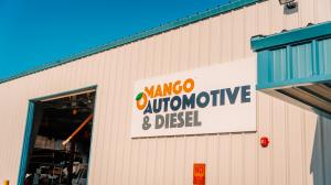 Mango Automotive & Diesel sign on the shop building in Yuma, Arizona