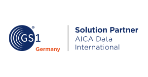 GS1 Germany Solution Partner badge for AICA Data International.