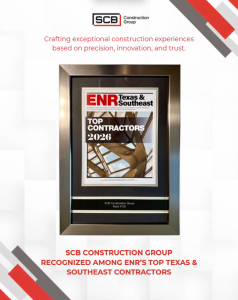 2026 ENR Top Texas & Southeast Contractor Award Graphic for SCB Construction Group