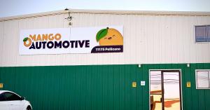 Mango Automotive Pellicano shop building with its sign and green facade at 11175 Pellicano Dr in El Paso, Texas.