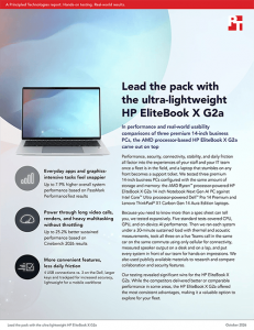 First page of a report titled Lead the pack with the ultra-lightweight HP EliteBook X G2a