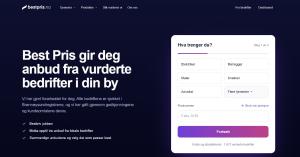 Screenshot of the Best Pris website showing a quote request form for services such as electrician, plumber, painter and carpenter in Norway