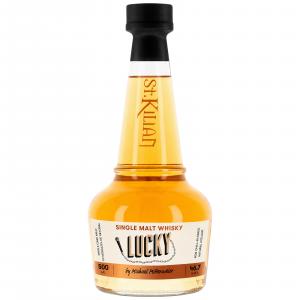 Flasche St. Kilian Lucky by Michael Mittermeier, Single Malt Whisky in klarem Glas mit weißem Etikett