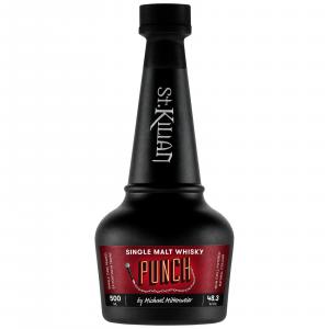 Flasche St. Kilian Punch by Michael Mittermeier, Single Malt Whisky in schwarzem Glas mit rotem Etikett