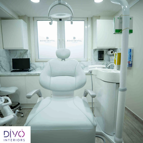 Dental surgery with a dental chair and clinical equipment