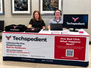 Techspedient trade show booth display on dental practice cybersecurity and phishing risk prevention