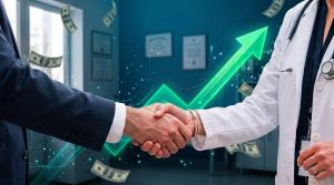 Close up of lawyer shaking hands with doctor