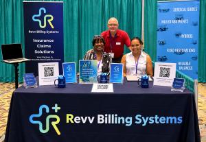 Revv Billing Systems trade show booth for dental billing and revenue cycle management services