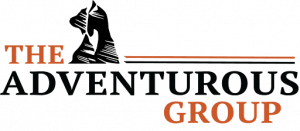 Orange text saying the and group with black text saying adventurous next to the outline of a bear