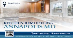 Remodeled kitchen with updated cabinetry and modern finishes by BluePeake, Annapolis MD