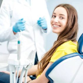 Patient receiving a dental consultation