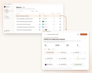 MemoryLane shared dashboard showing discovered team patterns and a detail of one pattern