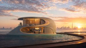 Image of the floating villa from the upcoming project of SAMANA COLLECTA in the World Islands