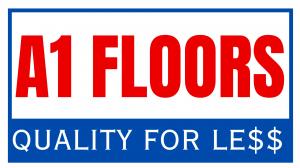 The logo of A1 Floors, the top flooring company in Raleigh, NC, providing carpet, hardwood, vinyl, and tile flooring to homeowners and businessowners.